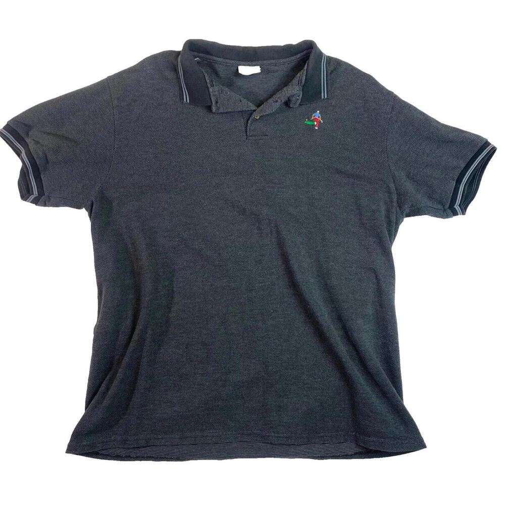 Stedman By Hanes Golfer Logo Polo Large Black Mens Collared Cotton